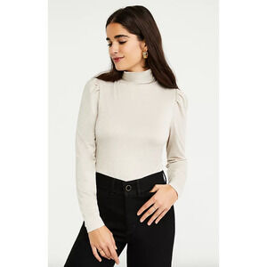 Ann Taylor Shimmer Puff Shoulder Turtleneck Top